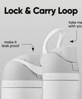 Top Tier Insulated Stainless Steel Water Bottle 32 Oz With Chill FreeSip Dual Drink Modes Secure Push Button Lock Lid detail of locking mechanism
