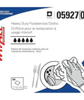 CriticalClean High Capacity Heavy Duty Foodservice Cloths Quarterfold Towels Blue 300 Sheets Per Box packaging