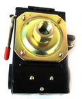 Heavy Duty One Port Air Compressor Pressure Switch With Built In Relief Valve And Automatic 95 To 125 Psi Cut On Off Control For Straight Shot Shop Repairs Rock Solid And Dead Reliable Swap viewed from above showing metal housing and valve connection.