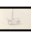 Sailboat On Land 1856 Framed Art Print 24x16 Inches In Black Modern Wood Frame Dope Nautical Wall Decor For Living Room Or Office