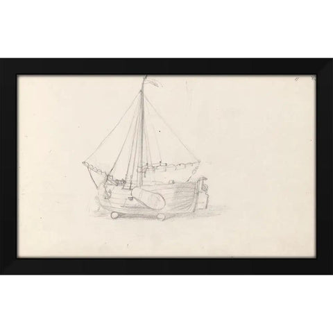 Sailboat On Land 1856 Framed Art Print 24x16 Inches In Black Modern Wood Frame Dope Nautical Wall Decor For Living Room Or Office