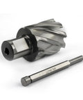 Heavy Duty HSS Annular Cutter With 1 5/16 Inch Hole Saw And 3/4 Weldon Shank Drill Bit, rugged steel for precision cuts.