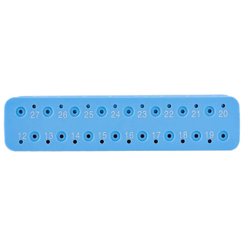 Pro Grade Endodontic Measuring Tools Holder For Root Canal Work Autoclaveable Endo Files Block Ruler With Clear Scale Durable Medical Grade PP Dental Instrument Mount For Precise Measurements blue PP holder with numbered holes 12-27