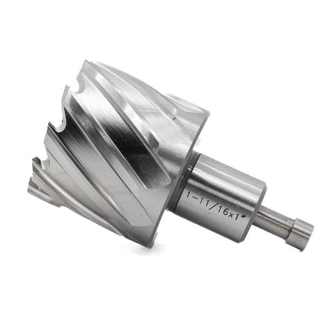 Oscarbide annular cutter with Weldon shank, 1-11/16 in diameter, 1 in depth, for magnetic drill press