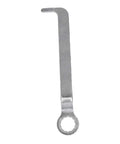 Silver metallic wrench for Pro Grade Double Head Metal Cutter Nibbler, used for quick cuts in metal, plastic, and fiberboard.
