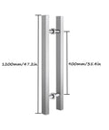 Back-To-Back Glass Door Handle Set For Indoor Outdoor Use, Stainless Steel Brushed Square Tube Construction, size 1200x900mm
