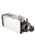 Heavy Duty 6KW Air Cooled Spindle Motor Er32 18000Rpm Top Speed CNC router with aluminum body and black spindle end.