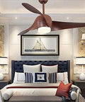 Rock Solid 52 Inch Retro Ceiling Fan With Remote And Bright Leds Dual Voltage Dc 110V 220V Super Slick Quiet Motor Elegant White Blades Perfect For Bedroom in modern bedroom setting.
