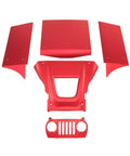 Red Aluminum Roll Cage Body Panel Kit for 1/10 Scale RC Cars Vanquish H10 parts front view showing CNC details.