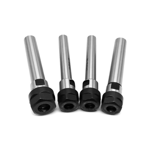 Premium 1pc Er Extension Rod And Collet Chuck Holder For Milling Machines Lathes And CNC Tools, four stainless steel rods with black nuts.