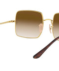 Women's Square Sunglasses With 100% UV Protection, Gold Frame And Clear Gradient Brown Lenses, 54mm, Prescription Ready Sunnies