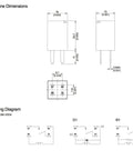 Technical diagram of Set Of 4 Ultra Micro ISO Automotive Relays 12V DC 20A 4 Pin Tiny Yet Mighty Relay For Automotive Power Windows and Lighting