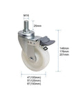 Heavy Duty Caster Wheels With Brake MX Threaded Stem Swivel Casters For Furniture Workbench And Cart Use Quiet No Noise