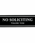 No Soliciting Sign For Front Door And Home Office, black sign with 'No Soliciting Thank You' text, weather-resistant 120 mil thick