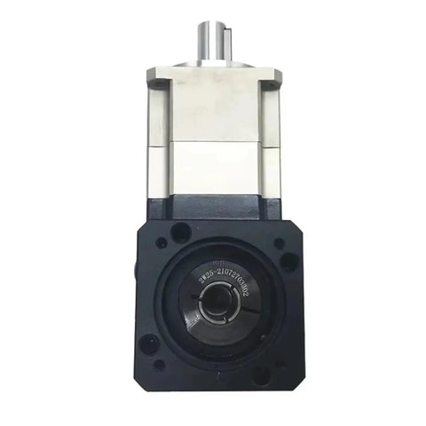 Heavy Duty 90 Degree Right Angled Planetary Gearbox Built With Slick Helical Gears That Drop Straight Into Nema 17 And Nema 23 Stepper Motors For Serious PLMG120 22mm Input Projects, showing metal housing and drive shaft.