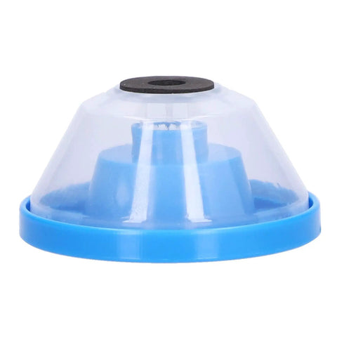 Universal Electric Drill Dust Collector Drop In Dirt Catcher for keeping job sites spotless with clear plastic and blue base.