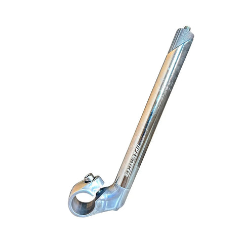Silver Aluminum Gooseneck Bike Stem for 22.2mm Fork Tubes and 25.4mm Handlebar Clamp, 150mm Length, Rise 30°