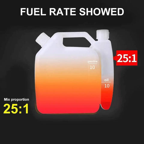 Fuel mix ratio of 25:1 displayed for 72cc Gas Powered Post Hole Digger With Earth Auger And 3 Drill Bits 4 Inch 8 Inch 12 Inch Plus 2 Extension Rods For Farm Garden Yard Posts Fence Poles Easy Setup