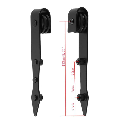 4 Piece Sliding Barn Door Hardware Kit With I Shape Track Hangers In Black For A Dope Home Upgrade Durable Iron Construction Easy Install Wear Resistant And Smooth Operation