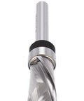 Top Picks Pocreation Compression Flush Trim Router Bit For Precise Woodwork Jobs with 1/4 Inch Shank And 1/2 Inch Cutting Diameter To Get That Smooth Finish You Need Fast, angled view of carbide tip.