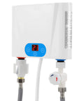 Ace Wall Mounted Tankless Water Heater Delivers Instant Hot Water With 220Volt 5Point5Kilowatt Fast Heating For Kitchen And Bathroom Featuring Slick Space Savvy Build Ready When You Call showing digital display and connections.