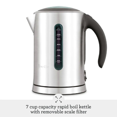Soft Top Pure Hot Water Kettle With Easy Pour, Soft Grip Handle, 7 Cup Capacity, Brushed Stainless Steel, Dual Water Windows