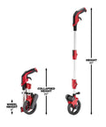 Heavy Duty 6 Inch Measuring Wheel For Construction Sites Built Tough With Reinforced Pivot Top Brake Ergonomic Grip Job Site Ready Precision Distance Tracker Tool, showing collapsed and extended heights.
