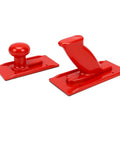 Heavy Duty Safety Push Block Set For Table Saws And Router Tables, 2 Piece Kickback Buster in red with round and angled handles.
