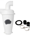 White industrial cyclone dust separator for vacuum cleaners with accessory parts, DIY turbocharged woodworking dust collector