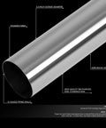Close-up of polished stainless steel pipe from 16 Piece 2.5 Inch Stainless Steel Exhaust Tubing Mandrel Bend Kit for DIY exhaust.