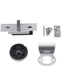 Front view: zinc alloy stainless steel door lock bolt with red/green privacy indicator, includes mount plate and screws.