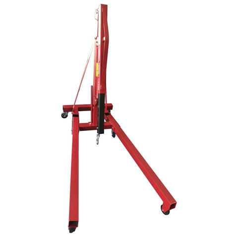 Heavy Duty Folding Engine Hoist And Cherry Picker Garage Workhorse Crushing Heavy Loads With Smooth Hydraulic Lifts and swivel casters.