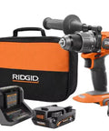 Pro Grade Brushless 18 Volt Cordless Drill Driver Kit With Compact Battery And Quick Charger in carrying case with battery and charger.