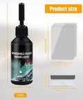 Glass Fix Kit for Windshield and Glass Repair, DIY Crack and Chip Repair Fluid bottle with dimensions, quick fix fluid