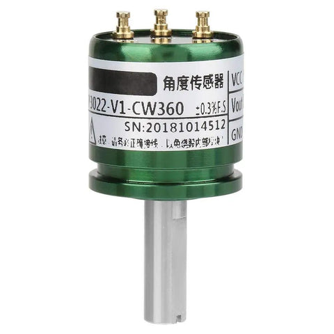 12-Bit Hall Angle Sensor With 0.088 Degree Resolution And 360 Degree Full Rotation 0-5V Analog Output Pro Grade High Precision Rotatable Hall Effect Position Sensor For Accurate Angular Measurement And Reliable Motion Control., green metal Hall angle sensor with shaft and three terminals