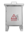Weatherproof Stainless Steel Electrical Junction Box With Lock And Mounting Plate For Outdoor Use, Heavy Duty Enclosure To Protect Electrical Equipment From Rain, Dust, Snow And UV Rays front view