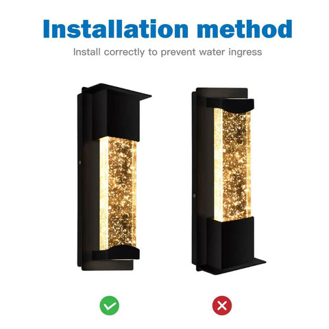 Installation guide for 2 Pack Crystal LED Wall Lights With Frosted Matte Shade, Sleek Black Aluminum Sconce Outdoor Fixtures, 3000K Warm Glow