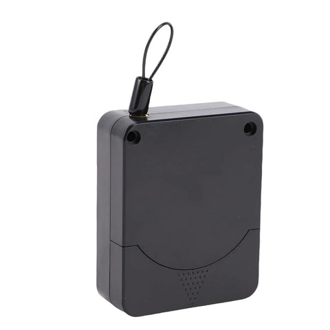 Automatic Retractable Door Closer With Drawstring 2.65 Lbs Closing Force Steel Cable black unit with looped cable