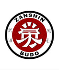Martial arts logo with red circle, bold "Zanshin Budo" text, and Japanese characters on a white background.
