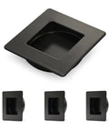 4 Pack Two And Three Quarters Inch Square Recessed Sliding Closet Door Finger Pulls In Black Stainless Steel Flush Handles