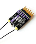 Close-up of Six Channel AFHDS 3 RC Receiver With Dual Antenna For RC Cars Drones And Boats INr6 HS PWM PPM IBUS SBUS Output Compatible.