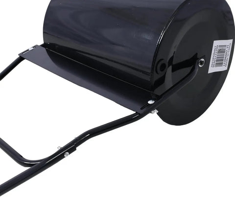 Side view of Heavy-Duty Lawn Roller with 16 Gallon Capacity for Tow-Behind Use, Durable Steel Construction, Adjustable Weight, Black Finish