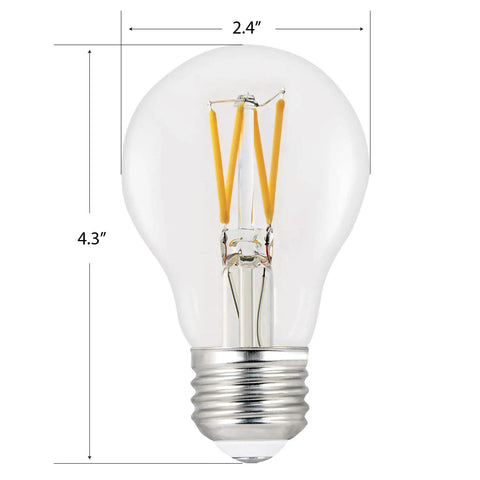 LED A19 Light Bulb 60W Equivalent Dimmable, 810 Lumens, 2700K Soft White, dimensions shown above, energy saving