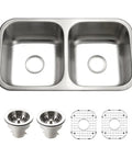 Elite Stainless Steel Kitchen Sink 31 Inch Undermount 50 50 Double Bowl With Strainer, durable 18 gauge T 304 material