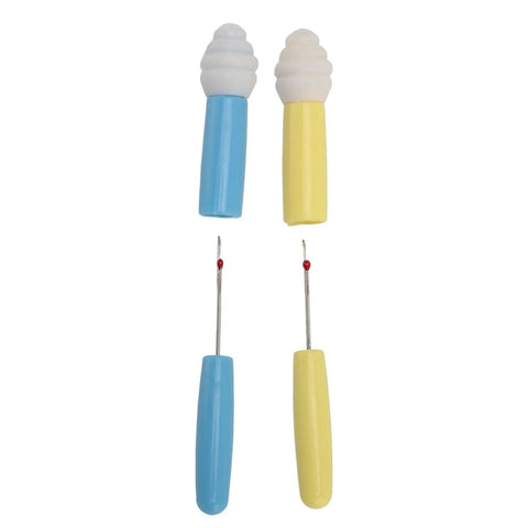 Fabric Tube Turner Set With Assorted Sizes, Quick Turn Tools For Sewing And Crafting, Includes 2 Piece Mini Thread Removers For Seam Removal And Easy Threading, Great For Do It Yourself Projects., blue and yellow sewing tools