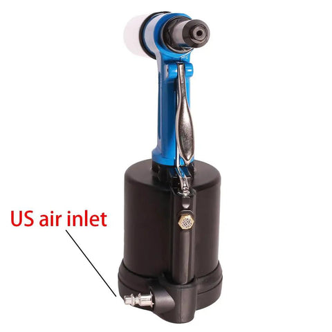 Lightweight Pneumatic Air Rivet Gun Kit With Interchangeable Rivet Heads featuring US air inlet