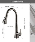 Dimensions of High Arc Single Handle Kitchen Faucet With Pull Down Sprayer In Matte Gray Stainless Steel Commercial Grade