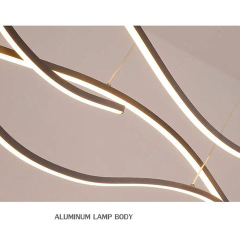 LED Wave Shaped Chandelier Pendant Light 120CM Long Modern Island Dining Room Fixture with creative branch design close-up