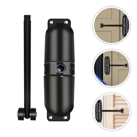 Heavy Duty Automatic Door Closer For Screen Door With Adjustable Closing Force, Stainless Steel And Nylon Construction, product on white background