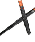 Three Section Buffer Drawer Slides For Cabinets With Smooth Glide And Soft Close In Black Bronze Finish shown in crossed position